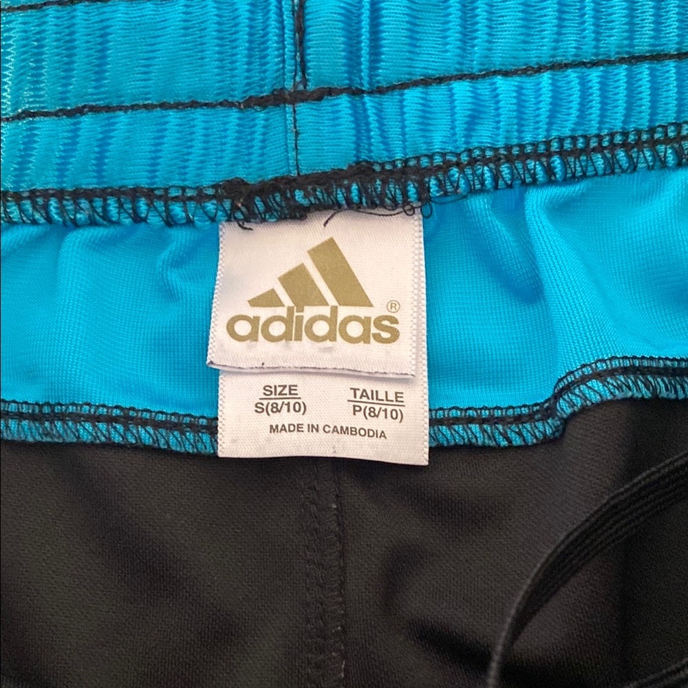 Kids Adidas Black and Blue Athletic Shorts - Picture 2 of 3